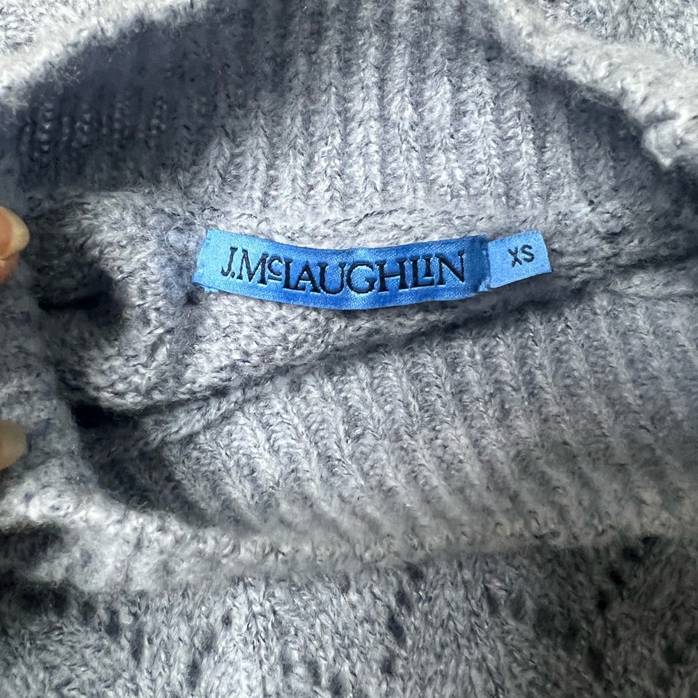 J. McLaughlin Soft Blue Cowl Neck Sweater Tiler Wool & Cashmere-Blend size XS - Picture 6 of 12